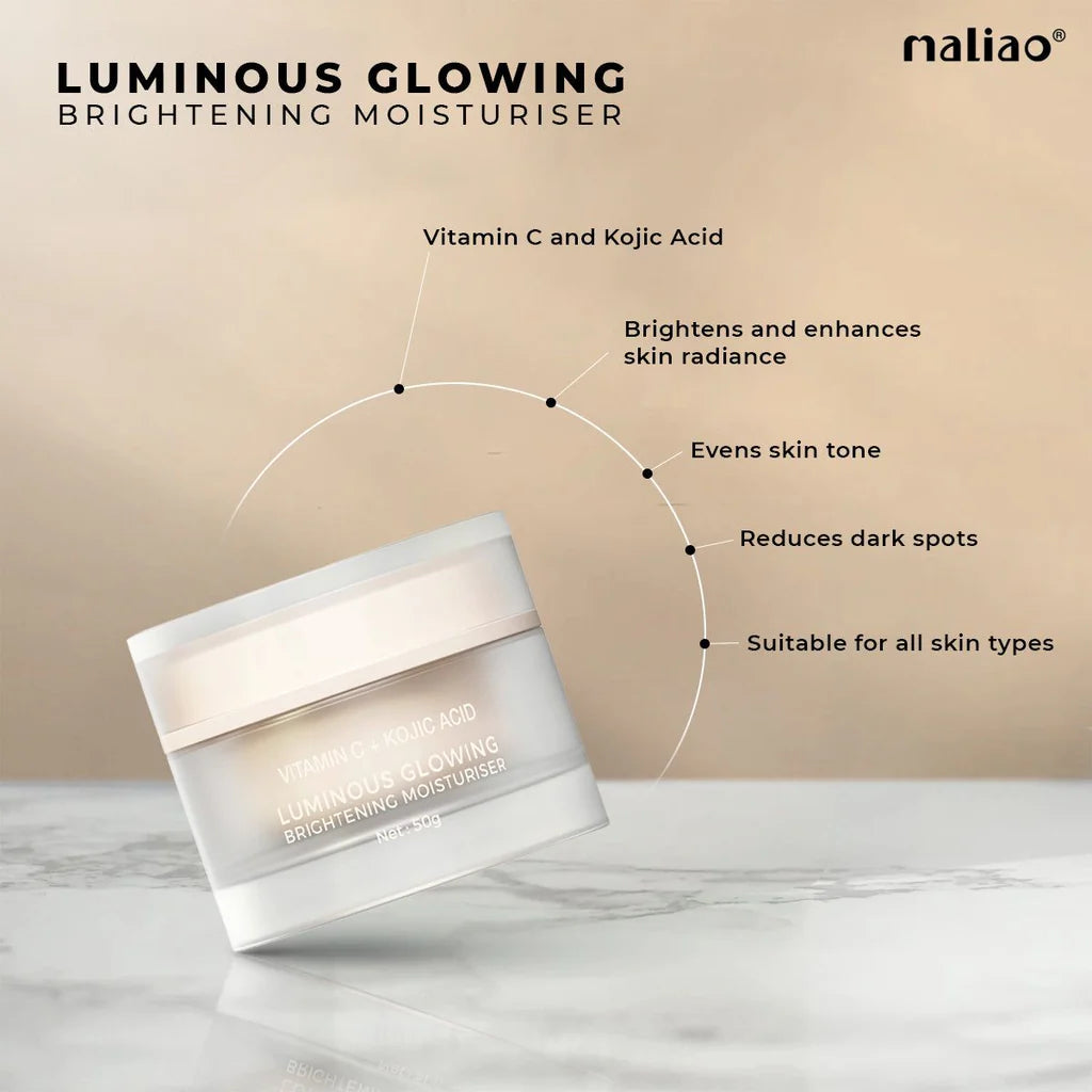 Maliao Vitamin C & Kojic Acid Brightening Moisturizer – Dark Spot Corrector & Radiant Glow, 50g