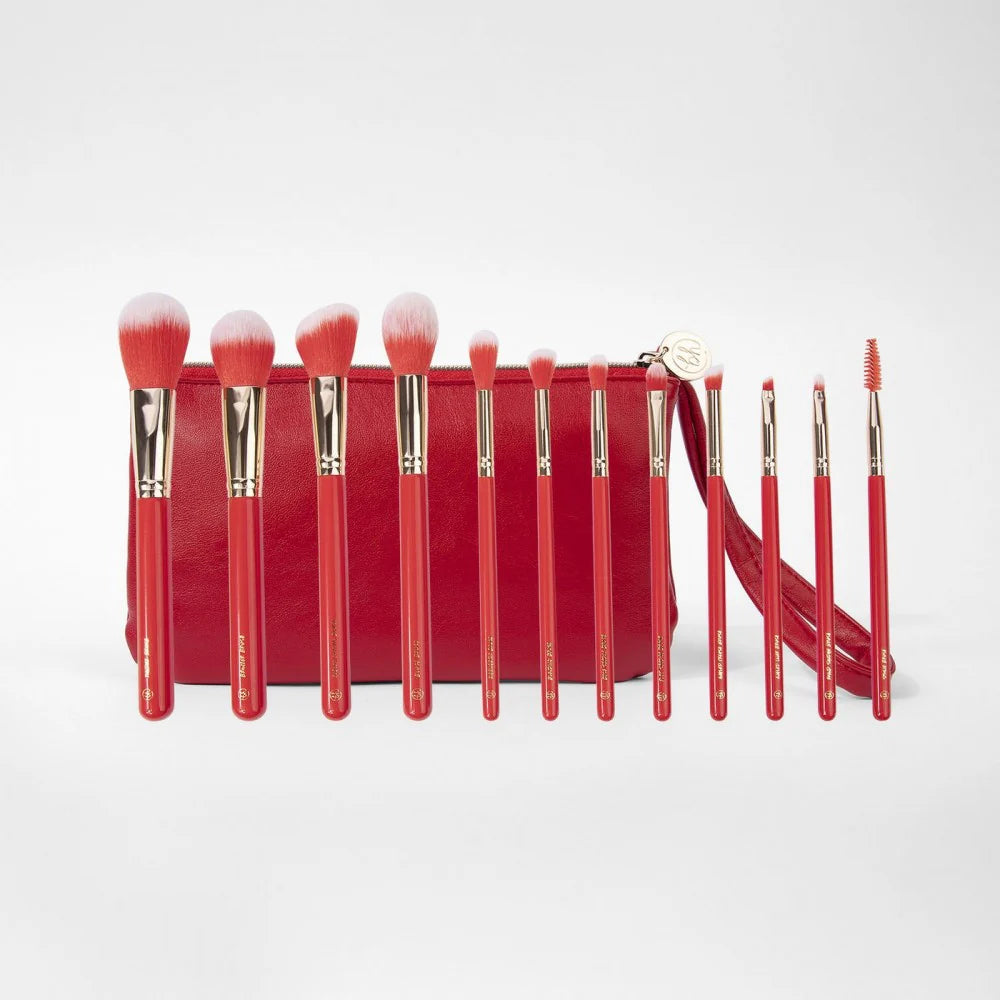 BH Cosmetics Miss Claus Fa La La Fierce - 12 Pcs Brush+ Bag Set