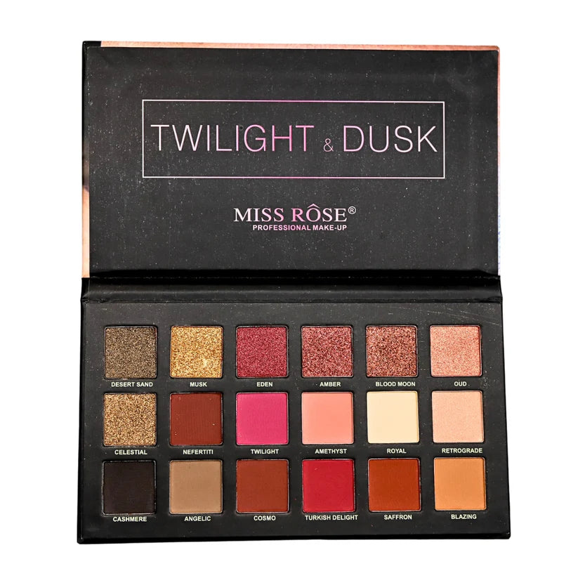 Miss Rose Twilight Dusk Palette Matte And Shimmer Eyeshadow - 18 Color