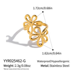 Stainless Steel double-flower statement ring - Each
