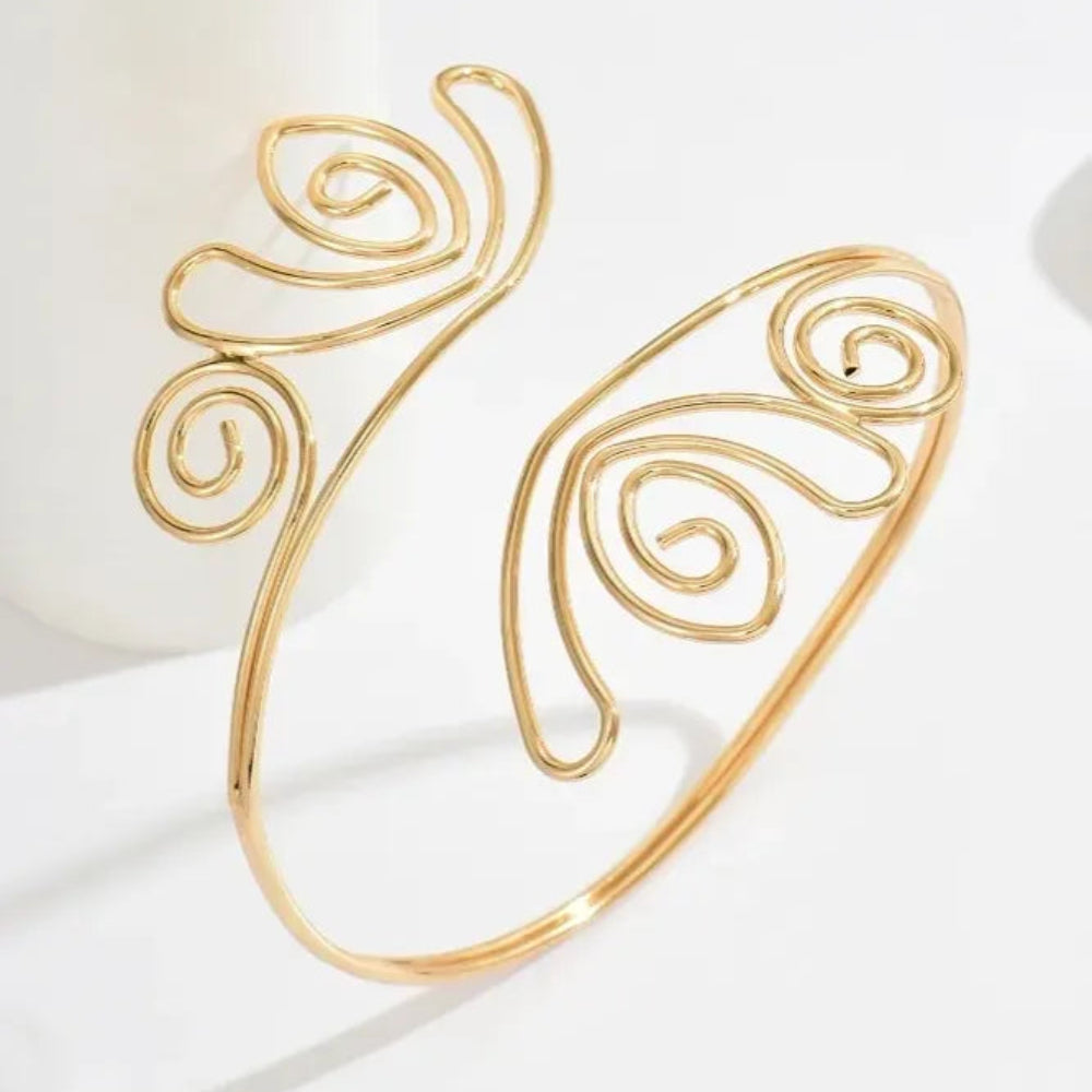 Stainless Steel open wire-swirl design arm cuff - Each