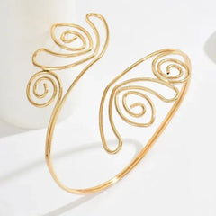 Stainless Steel open wire-swirl design arm cuff - Each