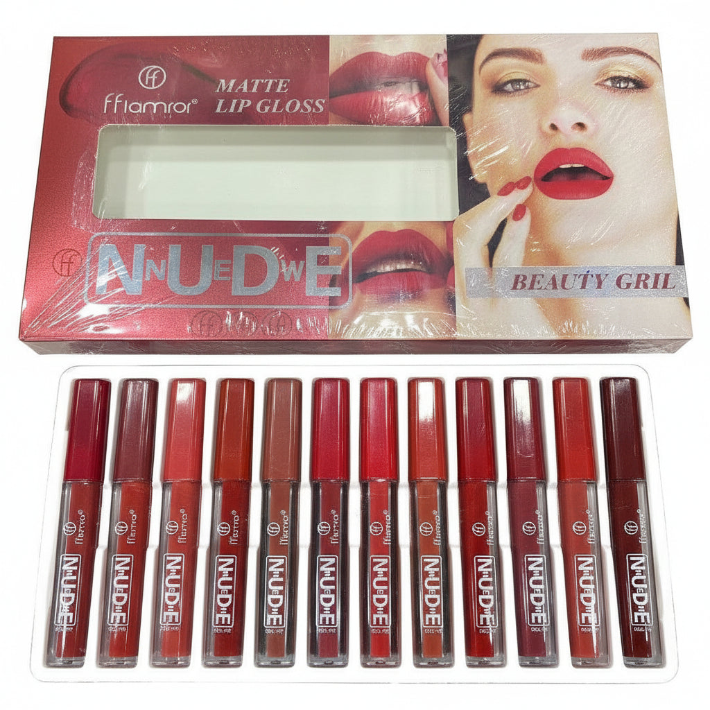 Flomror New Nude Matte Lip Gloss - 12 Pcs