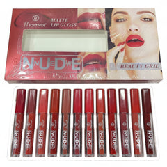 Flomror New Nude Matte Lip Gloss - 12 Pcs