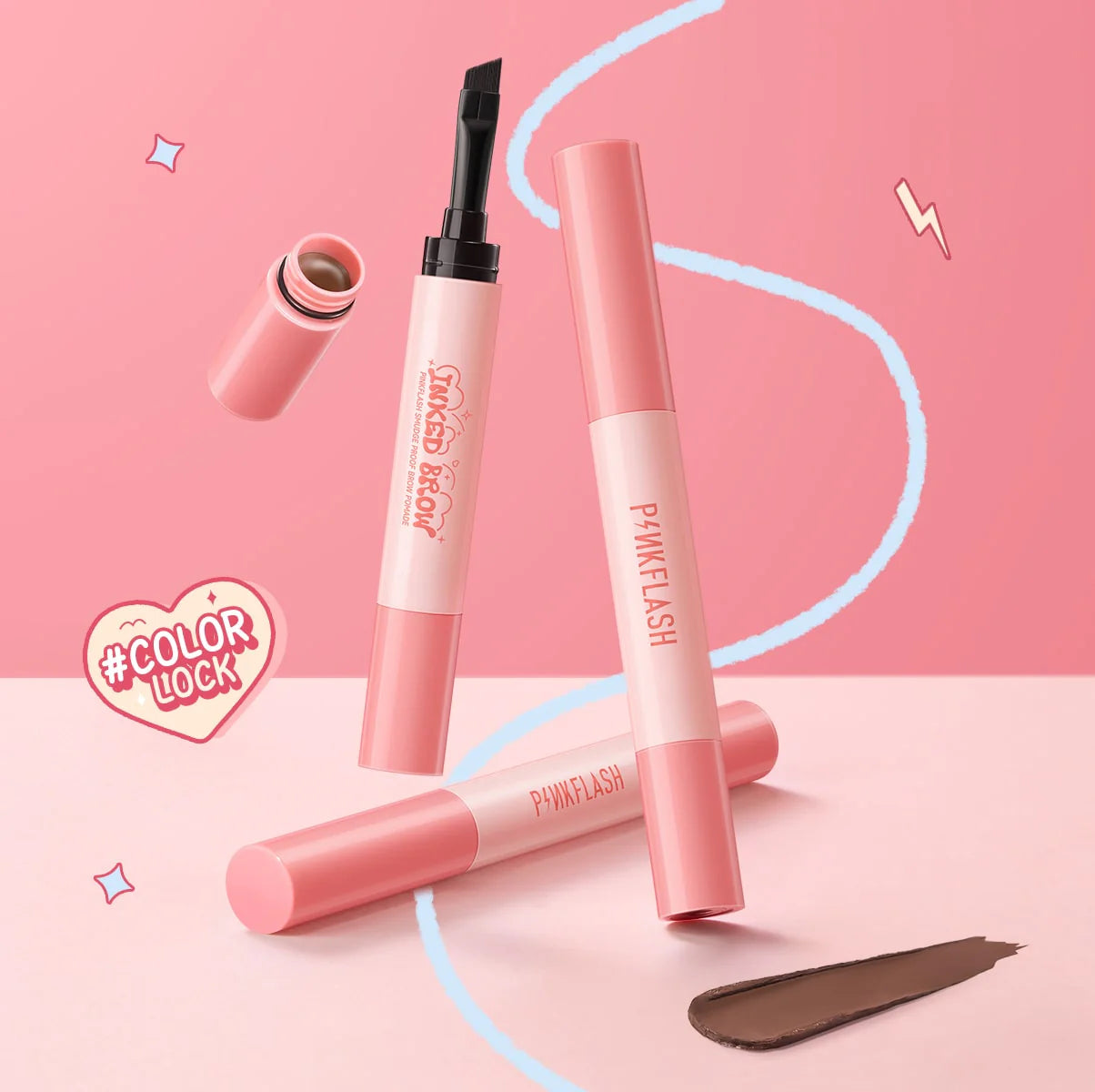 PINKFLASH Brow Pomade Inked Brow Smudge Proof