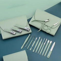 Professional Portable Manicure Pedicure Tool Kit With Folding Case - 16Pcs