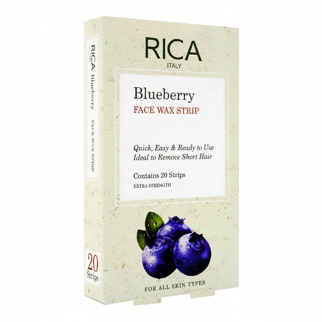 Rica Blueberry Cold Face Wax Strip, All Skin Types, 20-Pack