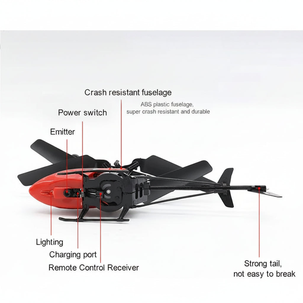 Rechargeable RC Helicopter Remote Controller Safe Fall-Resistant Design Perfect Toy