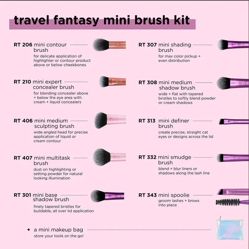 Real Techniques Travel Fantasy Mini Brush Set- 10PCS