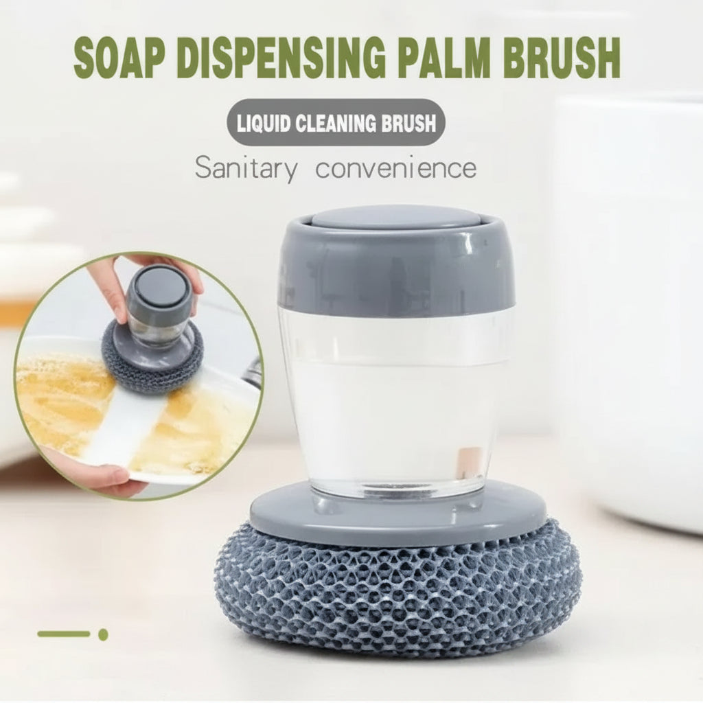 Kitchen Soap Dispensing Palm Multifunctional Pressing Cleaning Brush