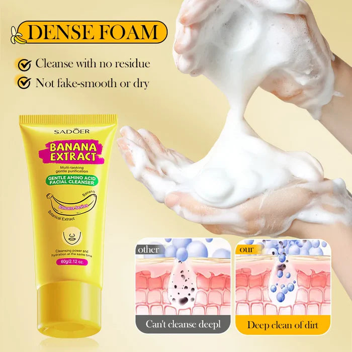 SADOER Banana Facial Cleanser Deep Cleaning Oil-Control Whitening Brightening & Moisturizing Face Wash - 60g