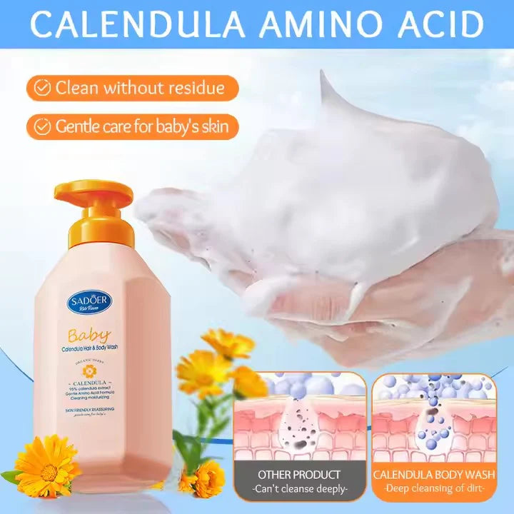 SADOER Baby Calendula Amino Acid Shampoo and Bath Gel -  600ml