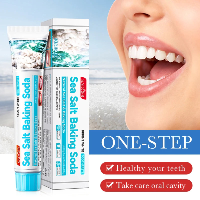 SADOER Sea Salt Baking Soda Toothpaste Oral Care Fresh Breath - 100g