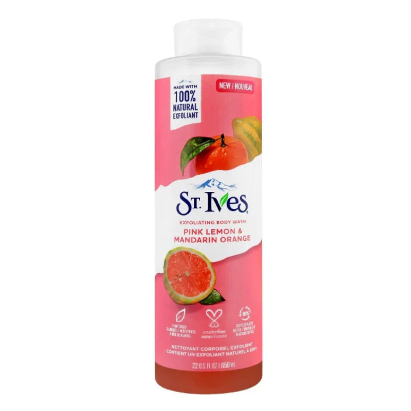 ST. Ives - Pink Lemon and Mandarin Orange - Radiant Skin Exfoliating Shower Gel Body Wash - 650 ml