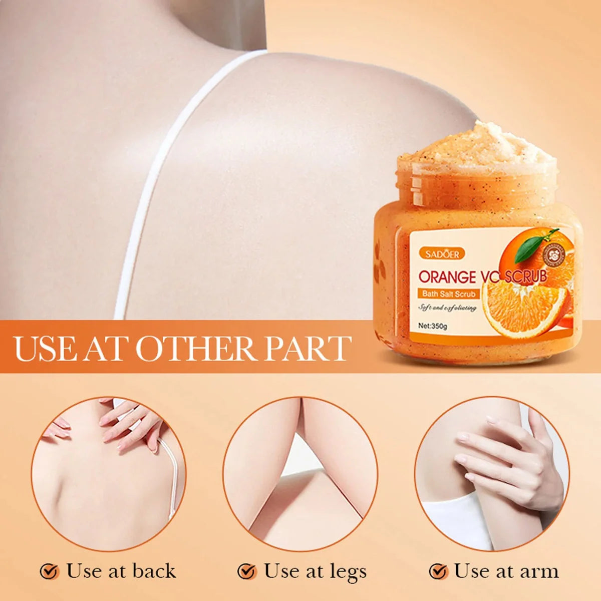 Sadoer Orange VC Scrub Soft And Exfoliating Bath Salt Scrub - 350g