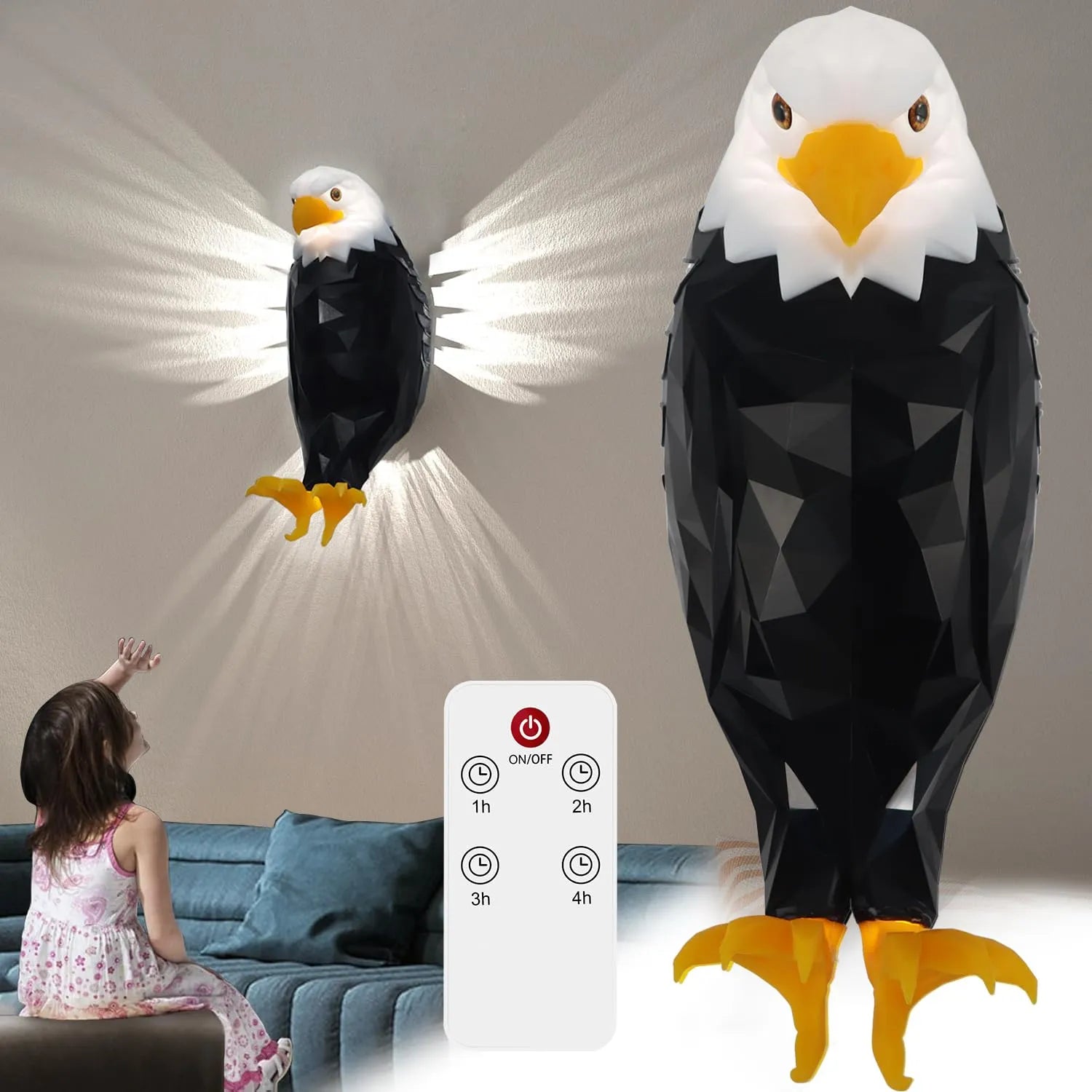 3D Bald Eagle Rechargeable Wall Light