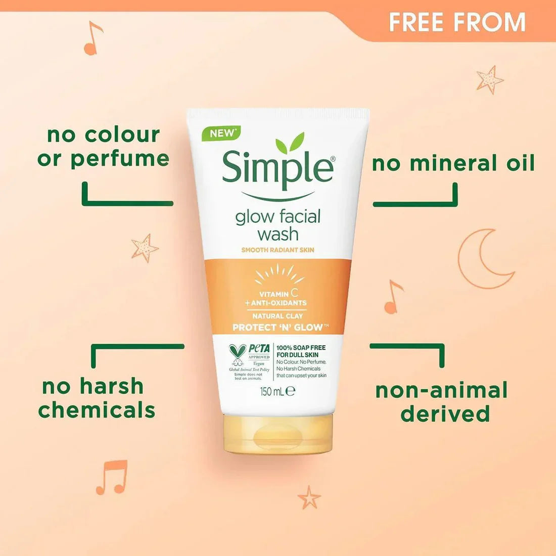 Simple Protect 'N' Glow (Vitamin C + Antioxidants) Glow Facial Wash – 150ml