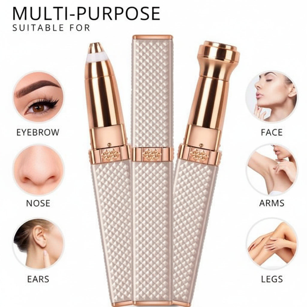 USB Rechargeable 2-in-1 Flawless Facial & Eyebrow Hair Remover Machine with LED Light