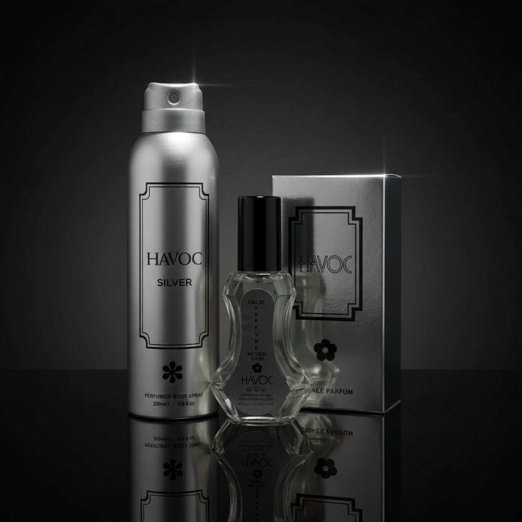 Havoc Silver – 2‑Piece Fragrance Deal 200ml Body Spray + 35ml Perfume