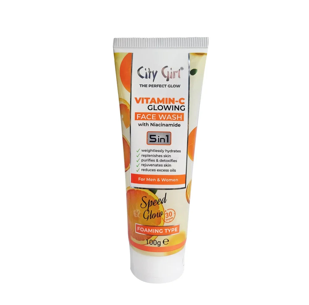 City Girl Vitamin-C Glowing Face Wash with Niacinamide 5 in 1 - 100g