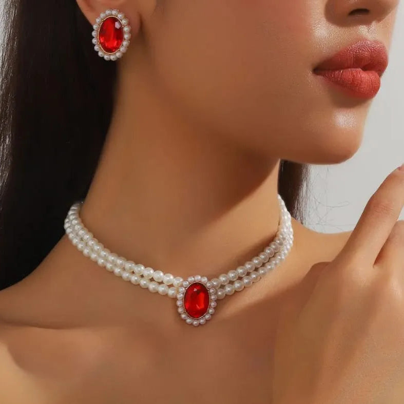 Pearl & Crystal Rhinestone Jewellery Set