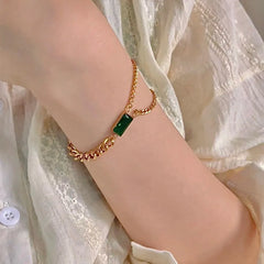 Stainless Steel Green Stone Bracelet