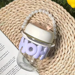 Pearl Chain Sipper Glass Cup