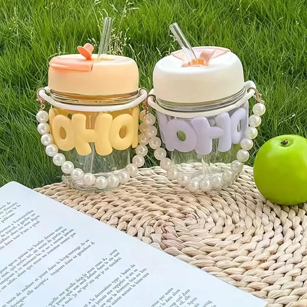 Pearl Chain Sipper Glass Cup