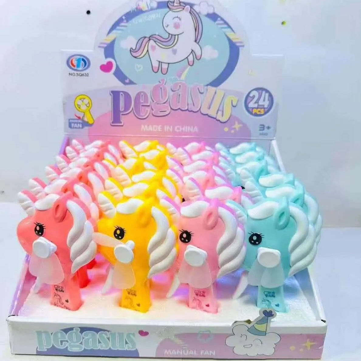 Pegasus Unicorn Manual Hand Fan Toy for Kids - Each