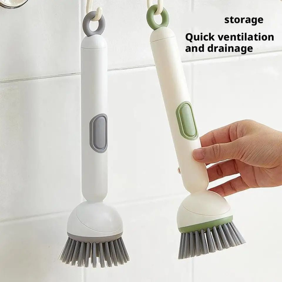 360° Rotating Kitchen Dish Cleaning Brush with Push Soap Dispenser - Each