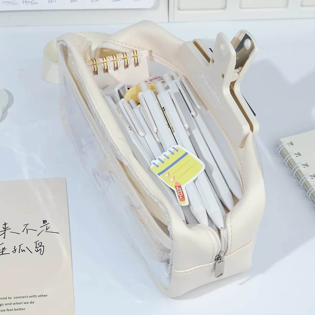 Simple Large-Capacity Transparent Pencil Case - Each
