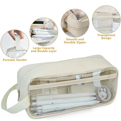Simple Large-Capacity Transparent Pencil Case - Each