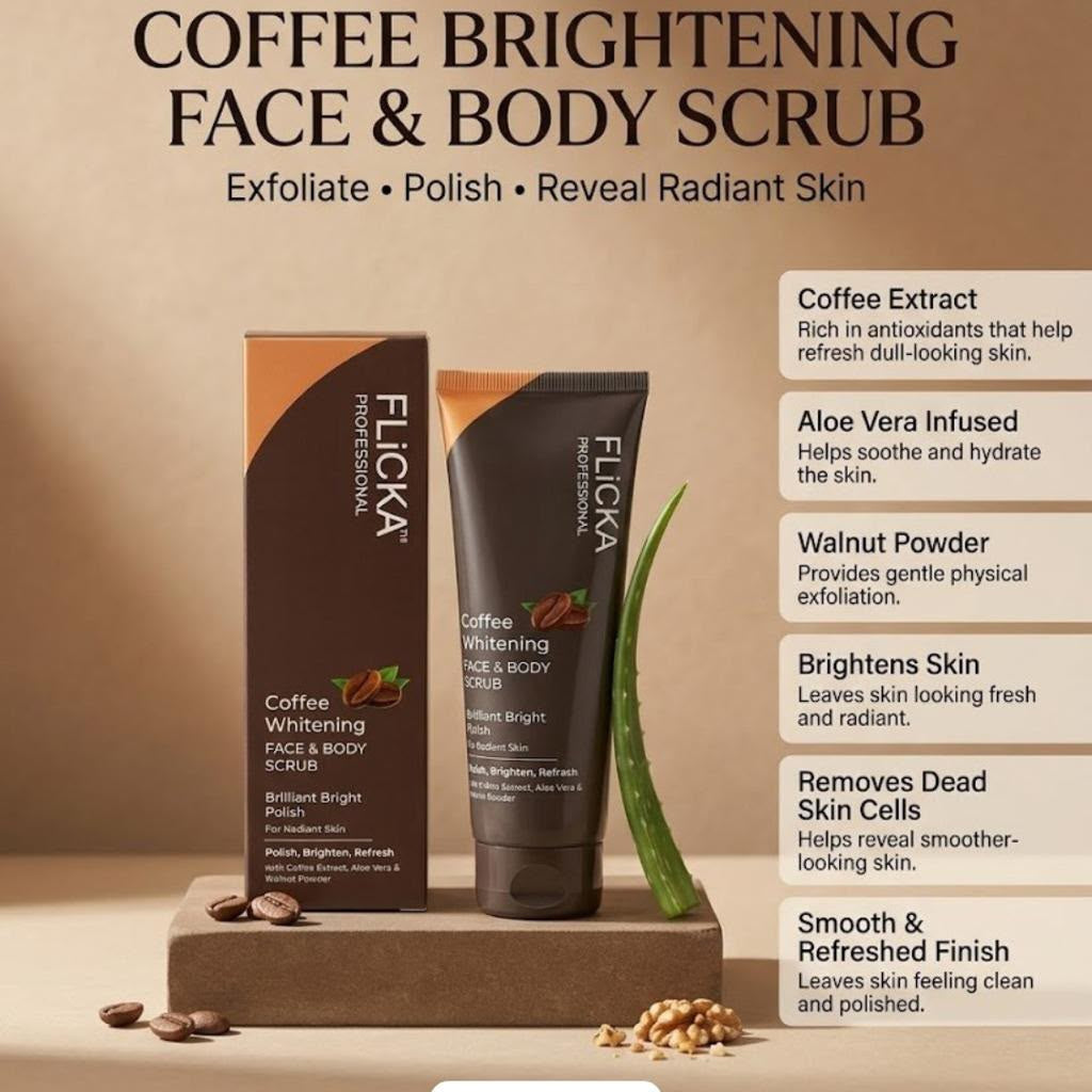 Flicka Professional Coffee Whitening Face & Body Scrub