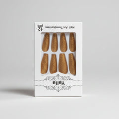 Yalla Black Glitter Coffin Press-On Nails - 12Pcs Each