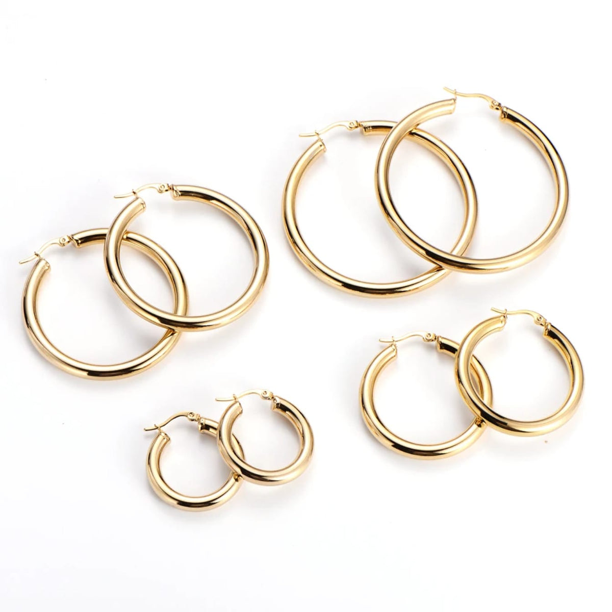 Stainless Steel Hollow Chunky Hoop Earrings