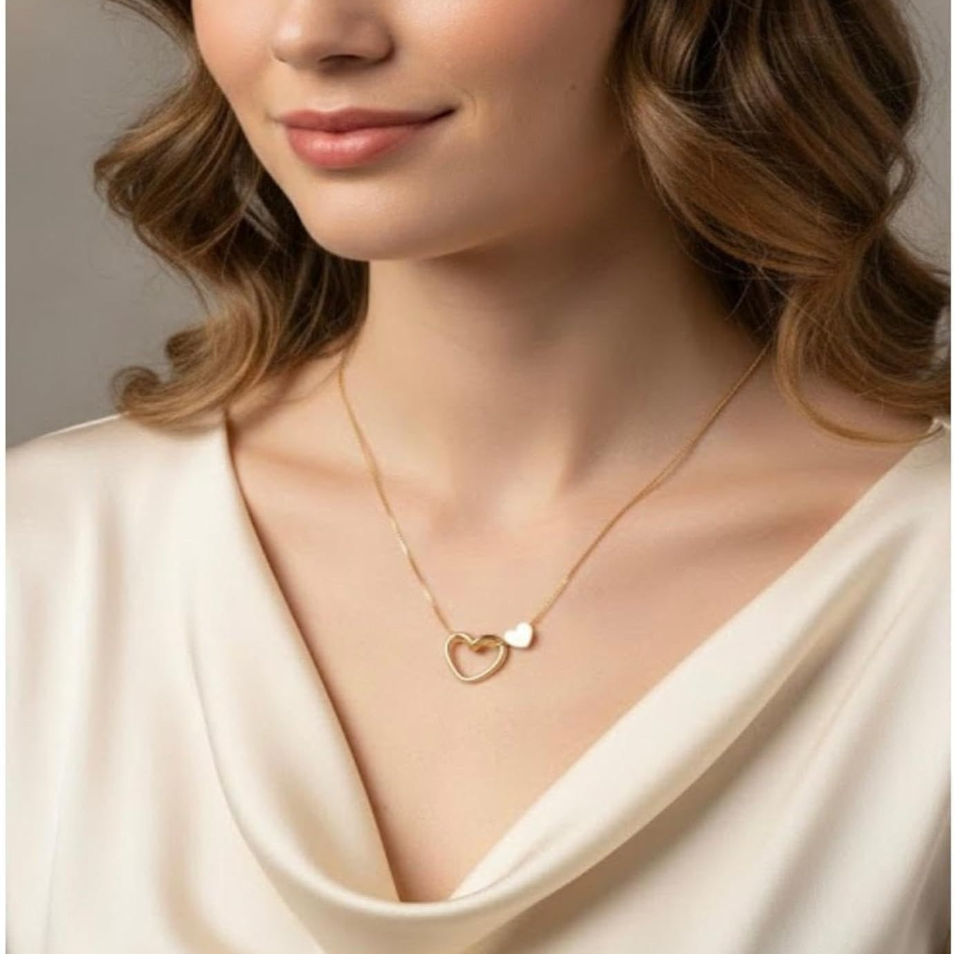 Double Heart Pendant Necklace