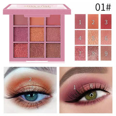 MISS ROSE  Pearlescent Powder Matte Eyeshadow Palette - 9 Colors