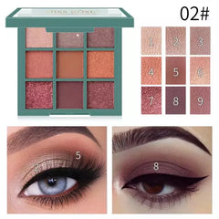MISS ROSE  Pearlescent Powder Matte Eyeshadow Palette - 9 Colors