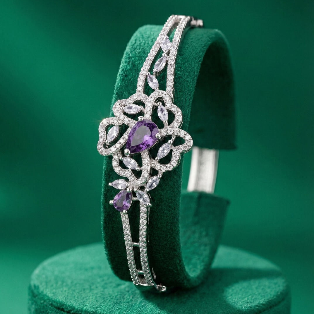 silver-tone Violet Pear Blossom Bangle bracelet - Each