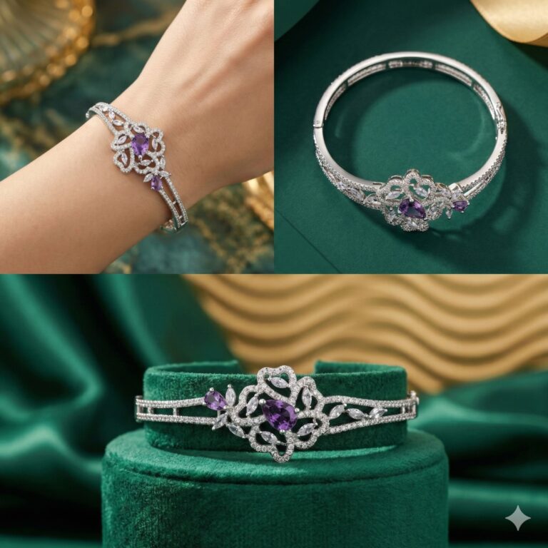 silver-tone Violet Pear Blossom Bangle bracelet - Each