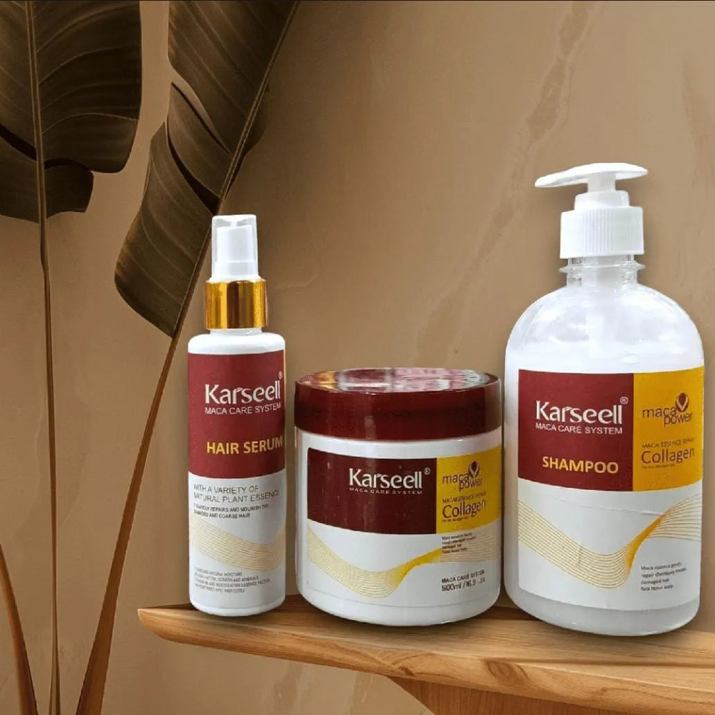 Karseel 3‑in‑1 Hair Treatment Set – 500 g Mask, 500 ml Shampoo, 100 ml Serum
