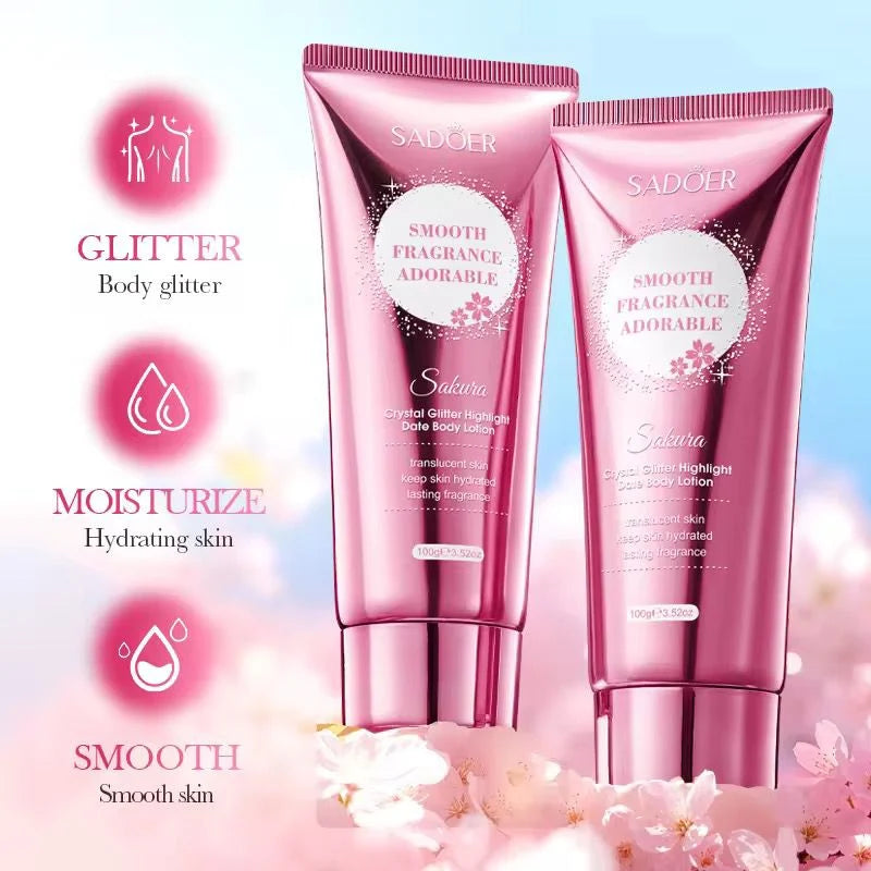 SADOER Sakura Crystal Glitter Highlight Body Lotion - 100g