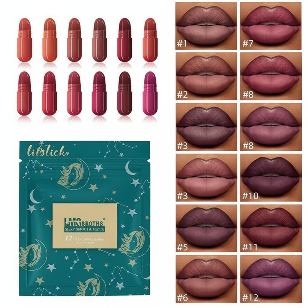 LMG Broths 12 Colors Capsule Lipstick Set