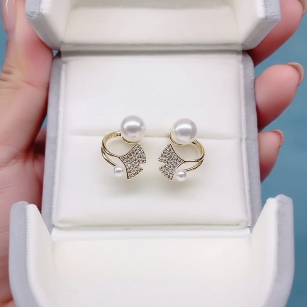 Mermaid Tail Pearl Stud Earrings - Each