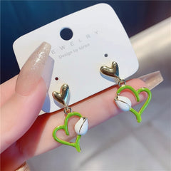 French White Tulip Heart Dangle Earrings - Each