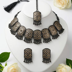 Black & Antique Gold Traditional Jewelry Set