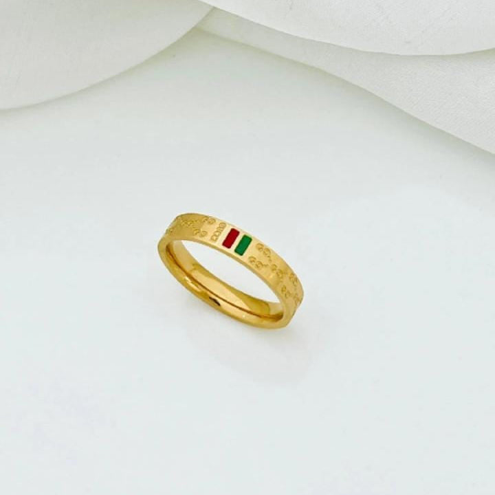Gold-Tone Red & Green Enamel Ring