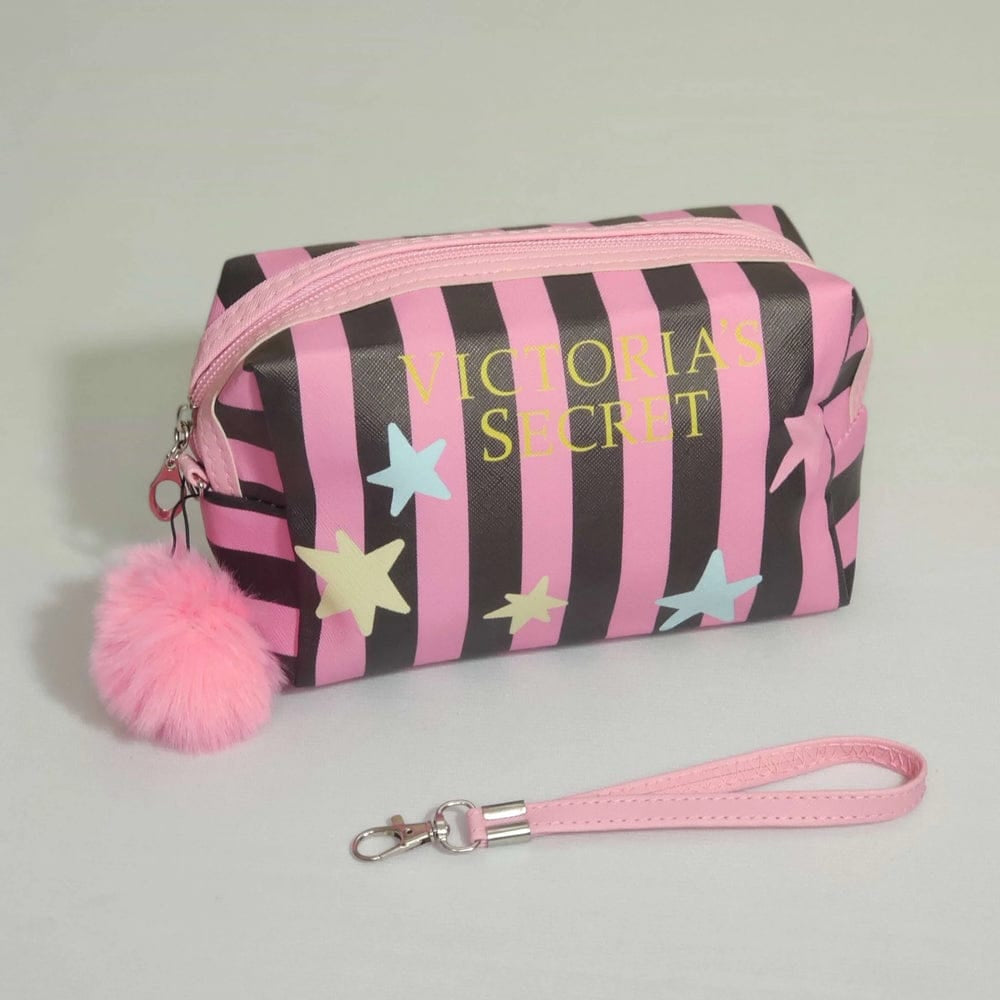 Victoria Secret Makeup Carry Pouch With Bow Keychain - Each