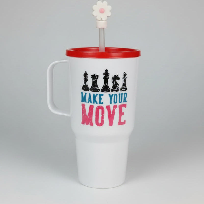 Plastic Printed Dip and Drink Straw Tumblers