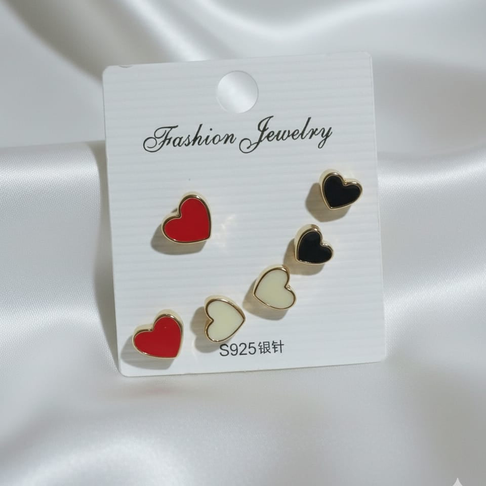 Small Heart Shape Earrings - 3Pcs